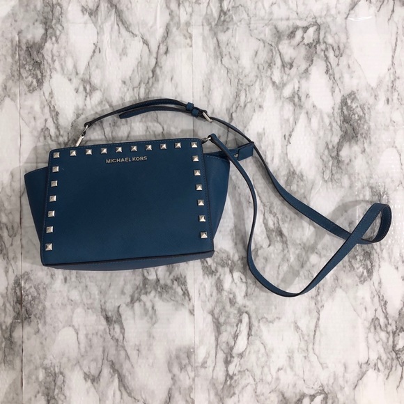 Michael Kors Handbags - Michael Kors • Blue Studded Crossbody Bag